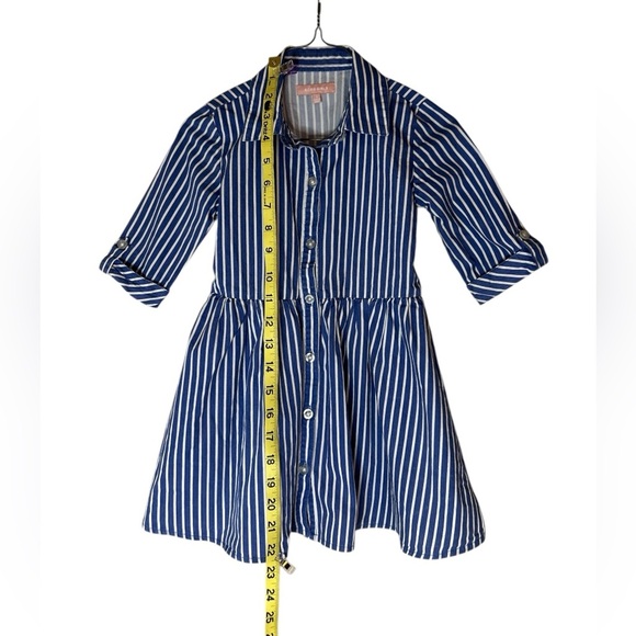 BCBGirls Blue and White Casual A-Line Shirt Dress - Picture 5 of 6